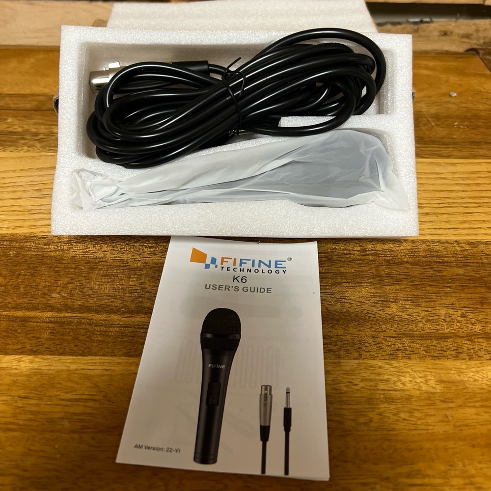 New In Box Fifine Karaoke Black Vocal Microphone For Speaker Wired Model K6